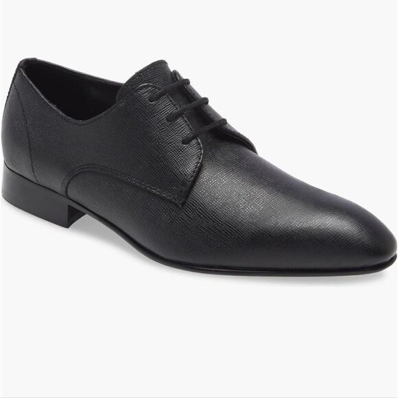 New BP. Albert Plain Toe Derby In Black leather Saffiano OrthoLite size 10.5 - Picture 1 of 7